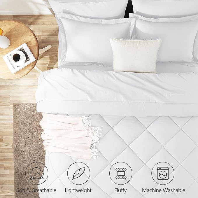 CozyLux Queen Comforter Set White - Image 2
