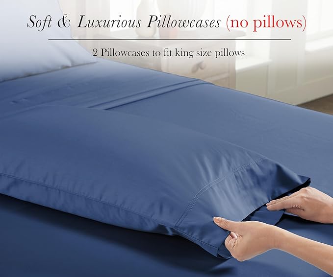 California Design Den King Size Pillow Cases Set of 2-100% Egyptian Cotton - Image 4