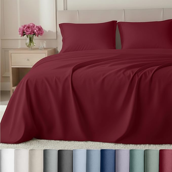 California Design Den Natural 100% Cotton Sheets Queen Size Bed Set Deep Pockets by CaliforniaDesignDen