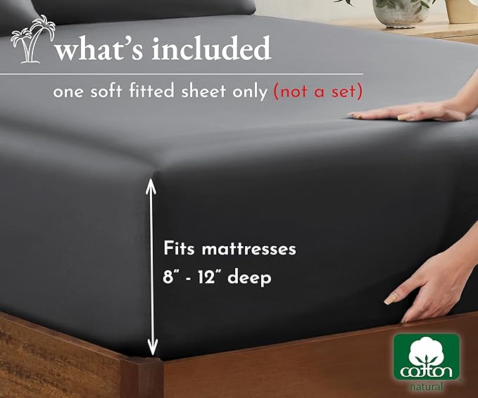 California Design Den Twin XL Fitted Sheet Only, Soft 100% Cotton Sateen - Image 4