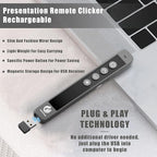 AMERTEER Wireless Presenter Remote – Presentation Clicker with 2.4GHz RF Hyperlink & Volume Control, Built-in Rechargeable Battery, Compatible with Keynote, PowerPoint, Mac, PC, and Laptops