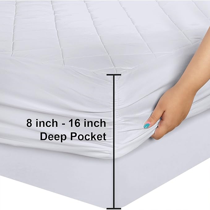 Utopia Bedding 2 Pack Quilted Fitted Mattress Pad, Queen Size, Elastic Fitted - Image 3