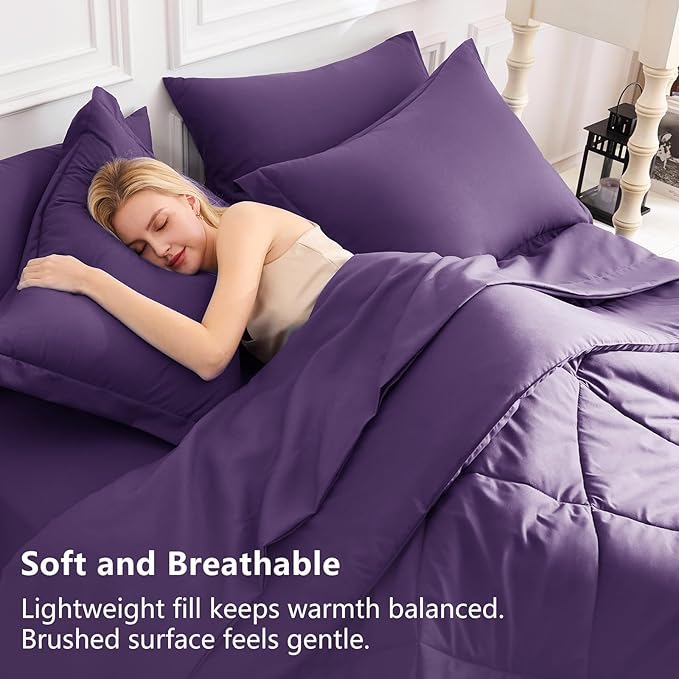CozyLux Queen Comforter Set Purple - Image 3