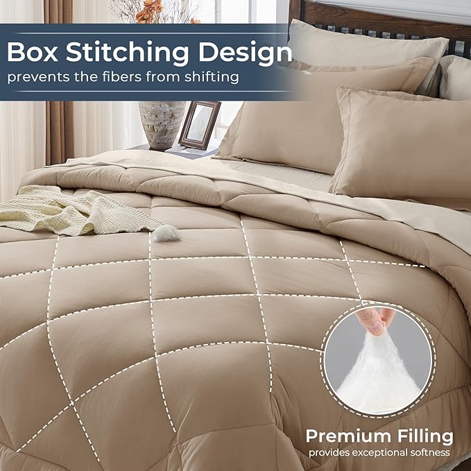 HEVUMYI Khaki & Linen Full Comforter Set - Image 4