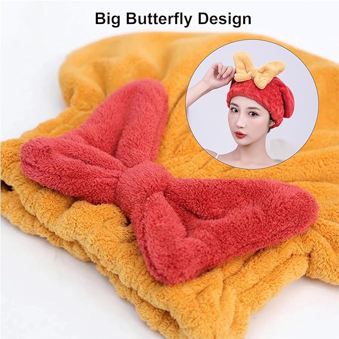 2Pcs Microfiber Hair Drying Cap, Ultra Absorbent Hair Towel Wrap Turban - Image 2