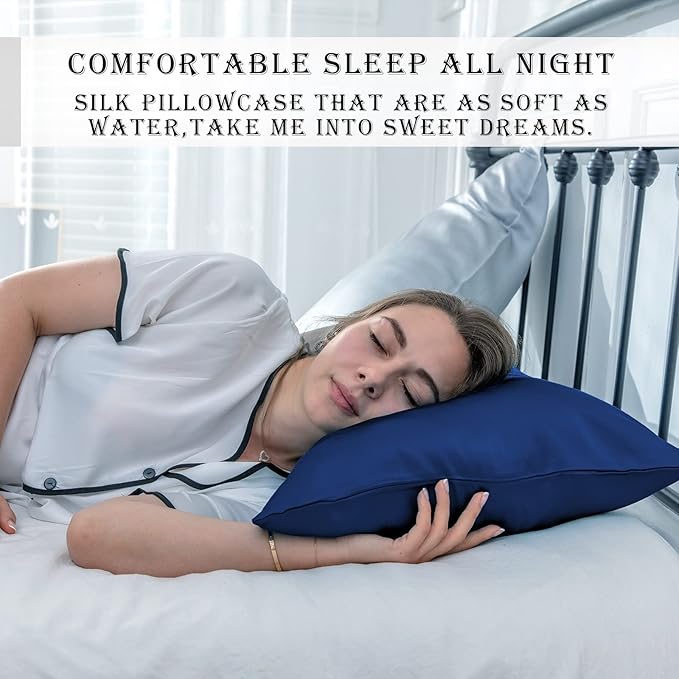 Silk Pillow Cases 2 Pack, Soft Breathable and Sliky Standard Size Pillow Cases - Image 6