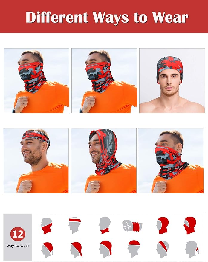SATINIOR Summer Camo Neck Gaiter UV Protection Cooling Face Mask Sun Hood - Image 3