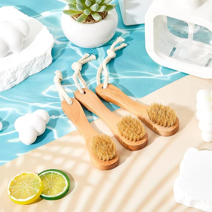 Nuanchu 6 Pcs Wooden Face Cleaning Brush Facial Exfoliator Brush Dry Scrubber - Image 4
