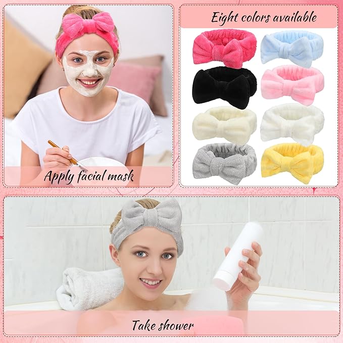 Jexine 24 Pcs Facial Spa Headband Makeup Headbands Bulk Bow Hair Head Band - Image 5
