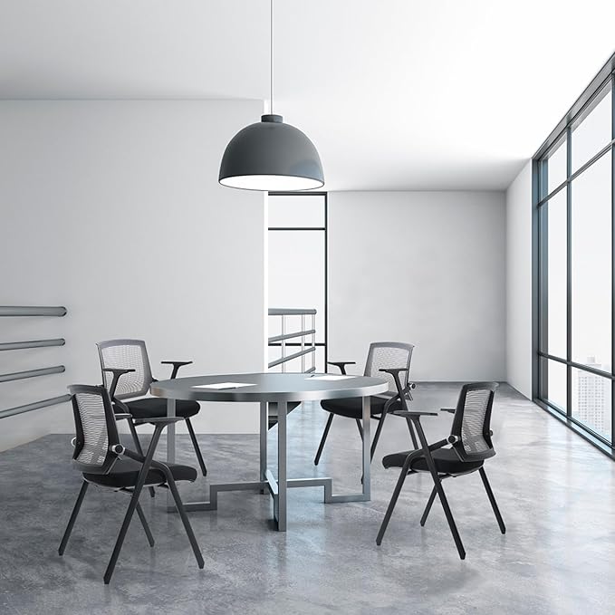 BLANEDUO Conference Room Chairs, Folding Office Desk Chair with Lumbar Support and Sliding Armrest, Stackable Office Guest Chairs & Reception Chairs(12 Pack)