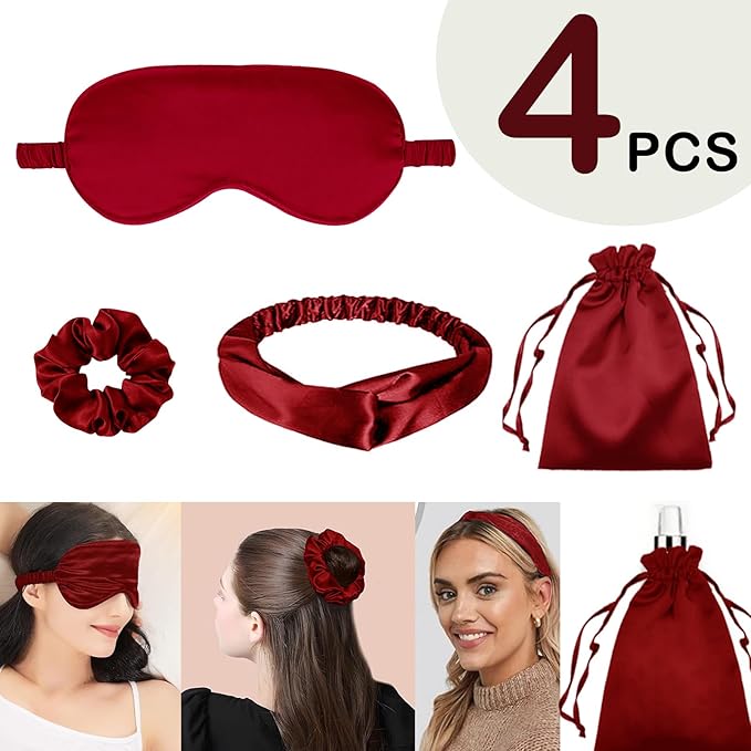 4Pcs Silk Sleep Masks Satin Eye Mask Silky Eyes Cover Blindfold Eyeshade - Image 2