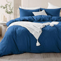 NEXHOME PRO Duvet Cover Set 100% Washed Cotton Full Size Linen Feel Textured by NEXHOMEPRO