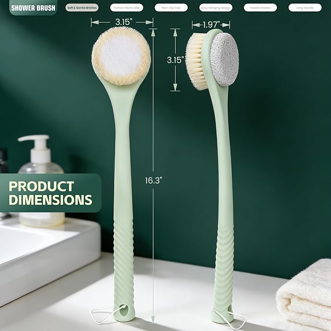 Back Scrubber for Shower, Long Handle Exfoliating Brush, Dual-Sided Bath Brush - Image 7