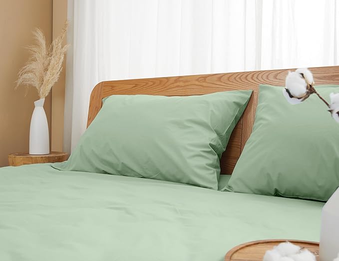 Pillow Cases, King Size Cotton Percale Weave Pillowcases, Pre-Shrunk Breathable - Image 7