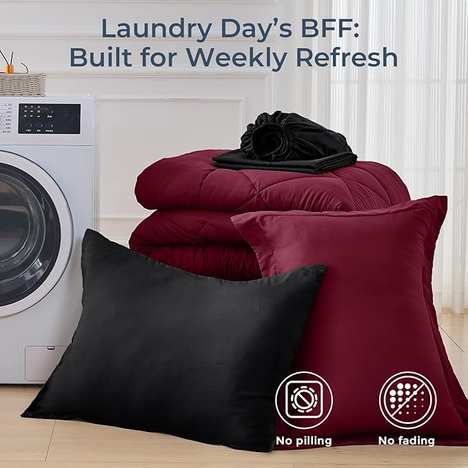 HEVUMYI Red & Black Twin Comforter Set - Image 7