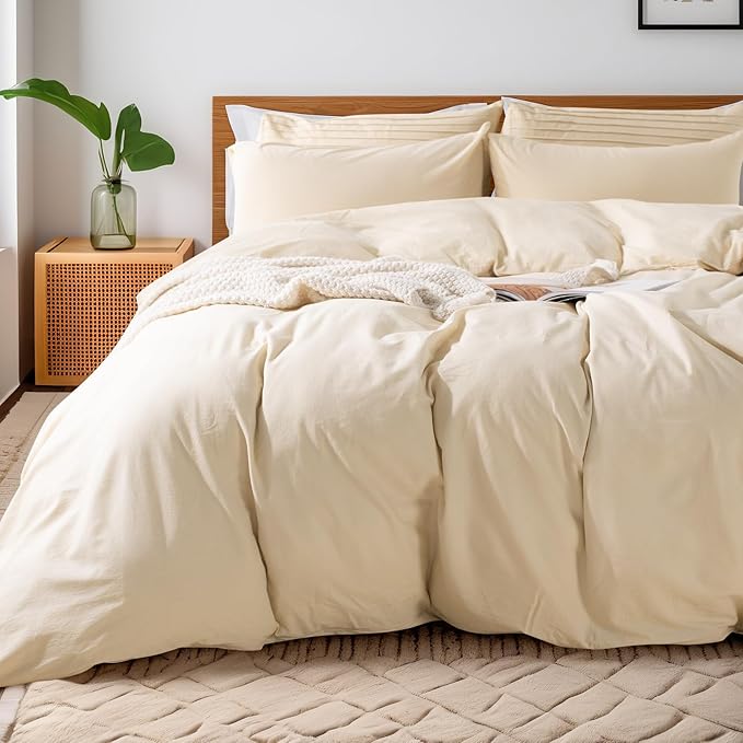 NEXHOME PRO Duvet Cover Twin XL 100% Washed Cotton, Breathable, Linen Like by NEXHOMEPRO