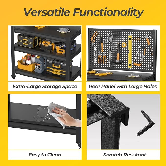 PLMFJQK 2 Sets Storage Shelves with Pegboard,Heavy Duty Garage Shelving Units and Storage,Metal Shelving Adjustable Shelves,Garage Storage Rack,Industrial Utility Shelf 47.2" H*33.46" W*18" D