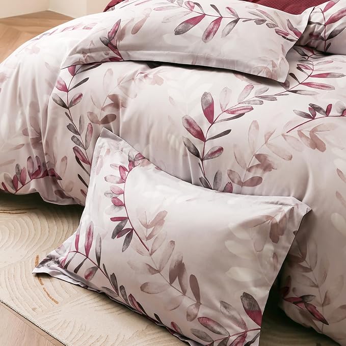 OAITE Duvet Cover Queen Size, Reversible Flower Pink Duvet Cover Set - Image 4