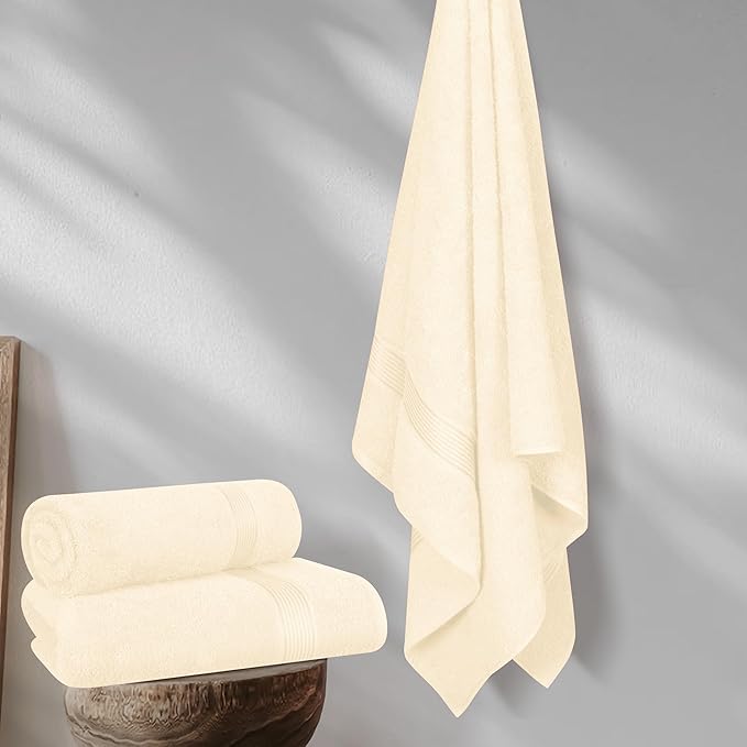 BELZZI Home Ultra Soft 4 Pack Oversized Bath Towel Set 27x54, Cotton Compact - Image 4