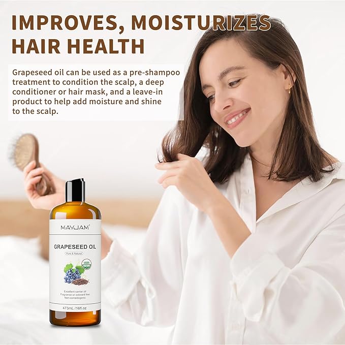 MAYJAM Organic Grapeseed Oil for Skin & Hair 16 oz, USDA Certified 100% Pure & - Image 5