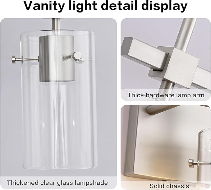 SOLFART 1 Light Vintage Vanity Light Brushed Nickel Bathroom Light Fixture Over - Image 7