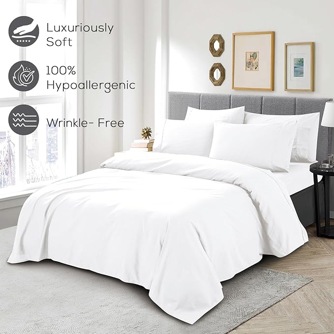 Mueller Ultratemp Bed Sheets Set, Super Soft 1800, 6 Piece California King - Image 5