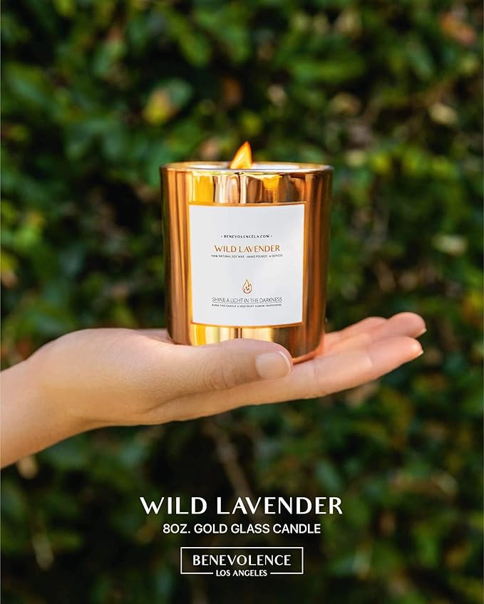 Benevolence LA Wild Lavender Wood Wick Candle | Soy Christmas Scented Candles - Image 2
