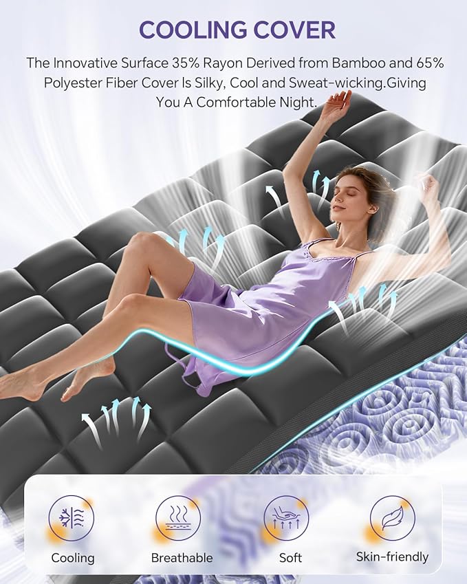 ChiXpace Dual Layer 5 Inch Memory Foam Mattress Topper Queen - Image 6