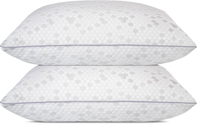HIMOON Shredded Memory Foam Pillows, Medium Firm Queen Size Pillows 2 Pack by HIMOON