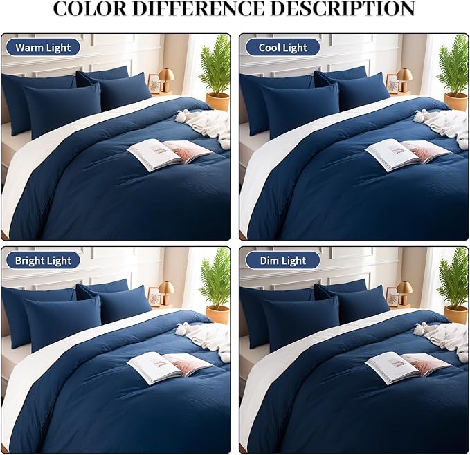 NEXHOME PRO Duvet Cover Set 100% Washed Cotton California Kingn 104"x98" - Image 4
