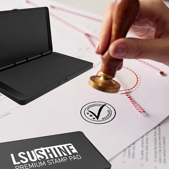 Large Stamp Pad, 6.1 x 3.4 Inch Black Ink Pad Premium Quality Felt Pad Rubber Stamp Ink Pad for Office, Home