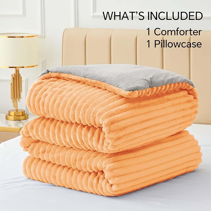 BEDELITE Fleece Twin Comforter Set -Super Soft & Warm Fluffy Coral Bedding - Image 6