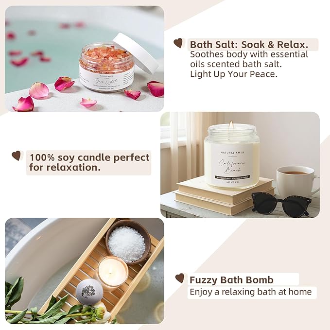 Natural Amor Spa Gift Set for Women – 6-Piece Self Care Gift Box - Image 5