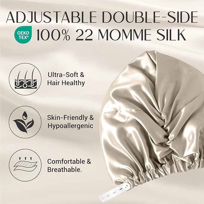 ZIMASILK 22 Momme Adjustable 100% Mulberry Silk Bonnet - Image 2