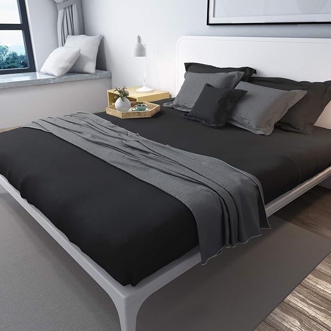 Lirex Flat Sheet, Queen Size Extra Soft Brushed Microfiber Flat Black Sheet - Image 5