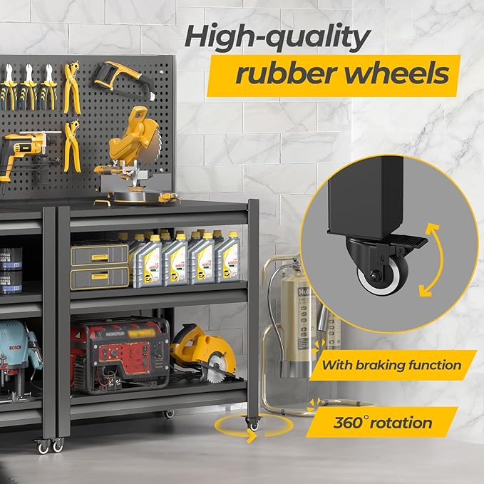 Storage Shelves with Pegboard,Heavy Duty Garage Shelving Units and Storage,Metal Shelving Adjustable Shelves,Garage Storage Rack,Industrial Utility Shelf For Kitchen,Pantry 47.2"H*33.46"W*18"D