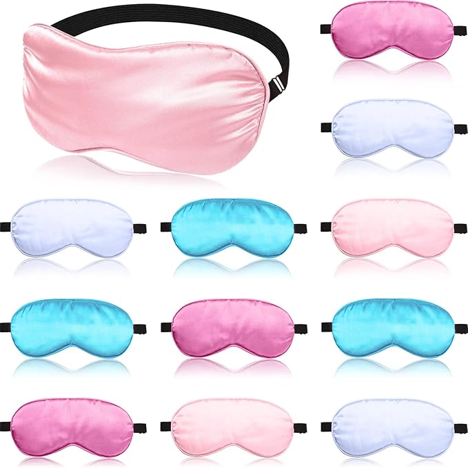 12 Pieces Silk Sleep Mask Pure Silk Sleep Eye Mask by BBTO