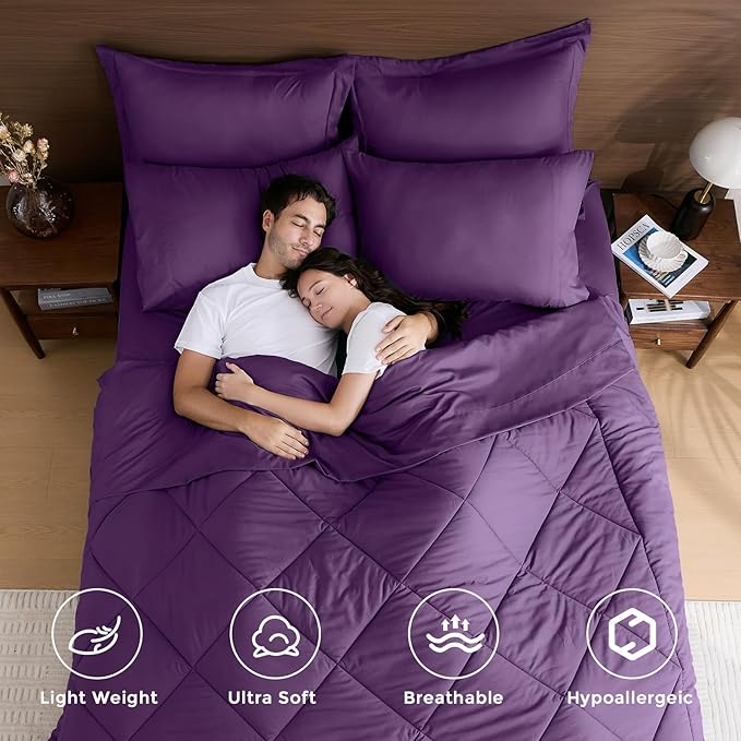 HEVUMYI Grape Purple King Comforter Set - Image 2