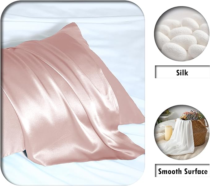 Silk Pillow Cases 2 Pack, Soft Breathable and Sliky Queen Size Pillow Cases Set - Image 2