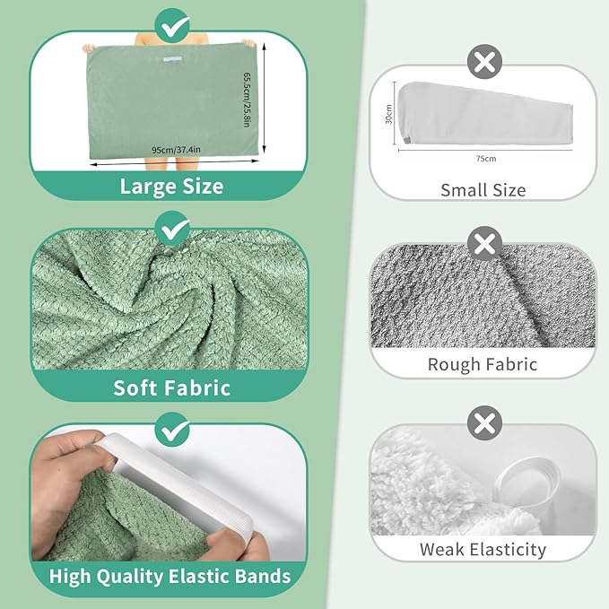 my novel things 2 Pack Extra Large Microfiber Hair Towel Wrap, 37.4" x 26.4" - Image 2