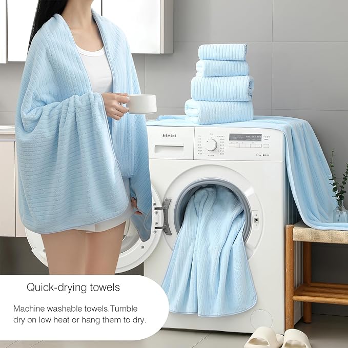 Hailea 18 Piece Family Bath Towel Set Include 6 Bath Towels, 6 Hand Towels and - Image 2