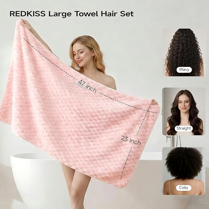 REDKISS 4 Pack Extra Large Hair Towels - Image 2
