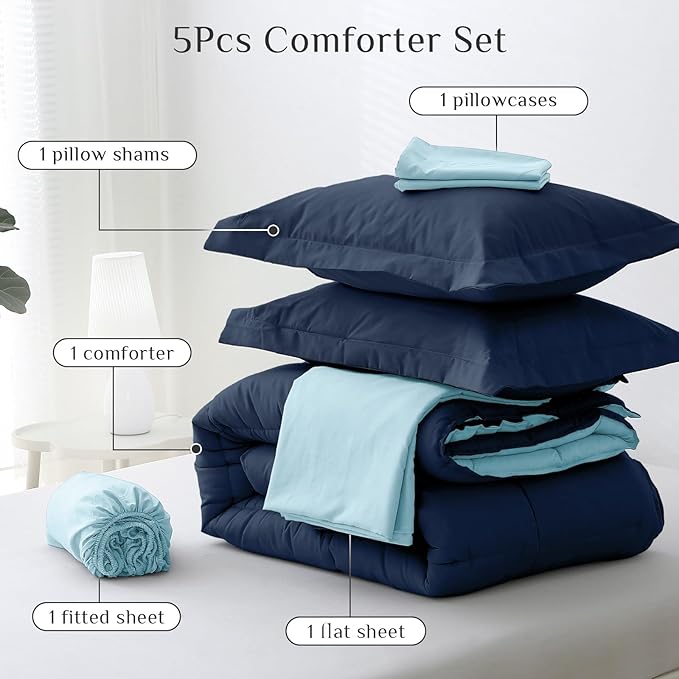 JOLLYVOGUE Twin XL Comforter Set, Ultra-Soft Bed in a Bag Twin XL Size 5 Pieces - Image 5