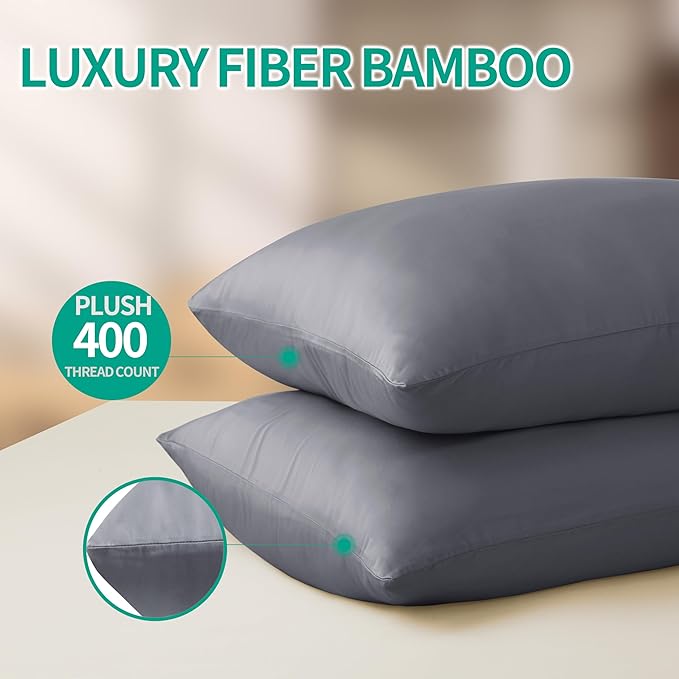 1 Pack Body Size Bamboo Viscose Zippered Pillow Case, 400 Thread Count Cooling - Image 5