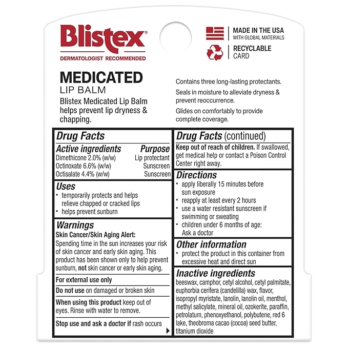 Blistex Medicated Lip Balm, SPF 15, .15 oz, Moisturizing Sunscreen Treatment - Image 6