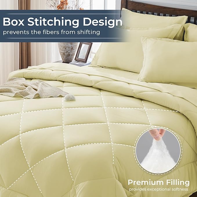HEVUMYI Cream Yellow Twin-XL Comforter Set - Image 4
