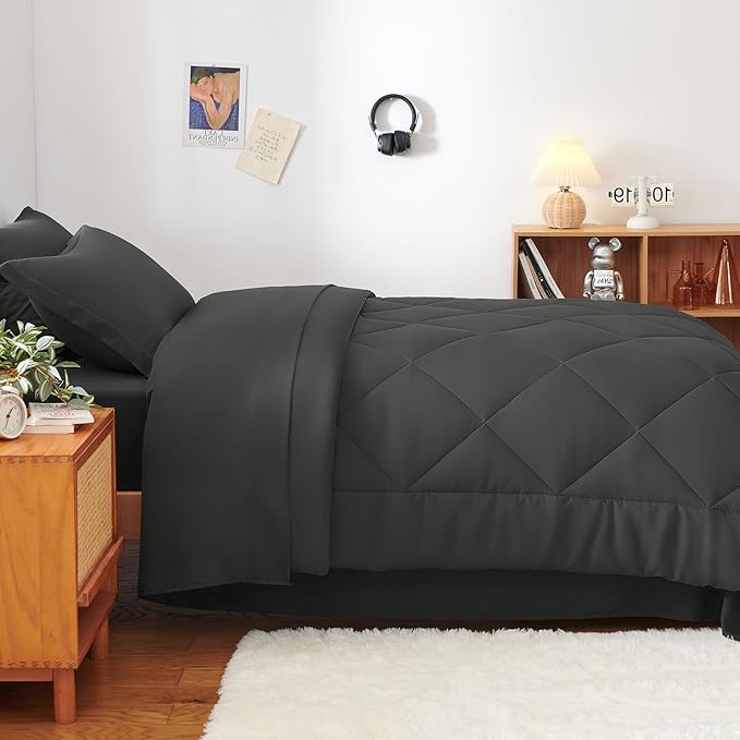 CozyLux Twin XL Comforter Set Dark Grey - Image 6