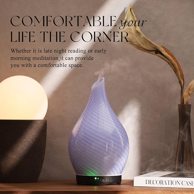 Porseme 280ml Essential Oil Diffuser Glass Color Changing Aroma Air Diffusers - Image 7