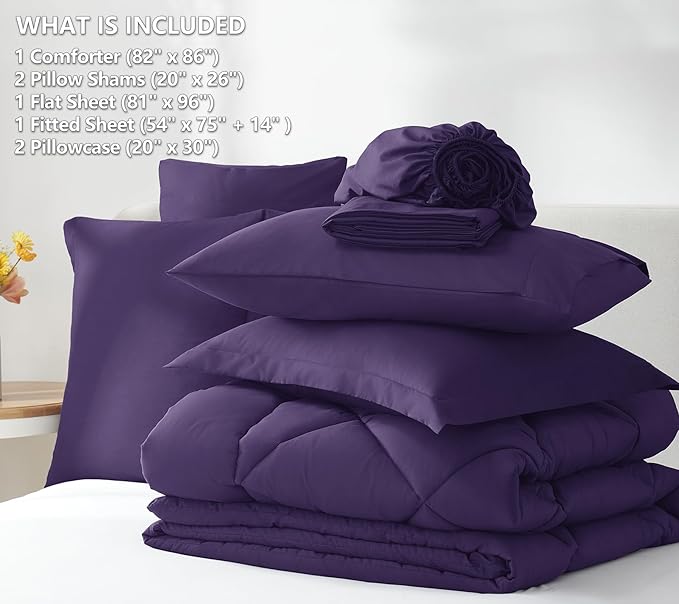 CozyLux Full Size Comforter Sets Purple - Image 6