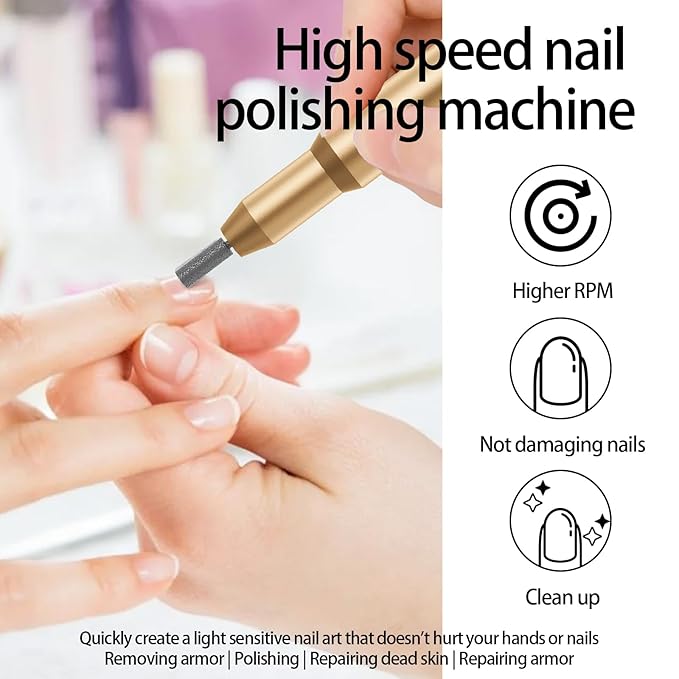 Nail Drill Kit Electric Rechargeable Set Cordless Nail Art Grinding Machine - Image 4